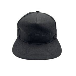Tesla Black Wool & Acrylic Unisex Snapback Hat OSFM Adjustable‎ Fit